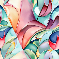 Abstract painting seamless pattern with pastel colors