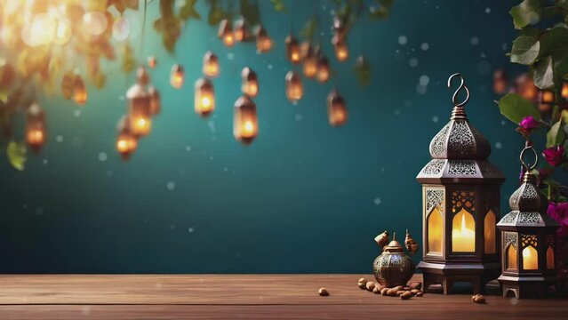 ramadan kareem. ramadan lantern hanging. lantern ramadan background with copy space