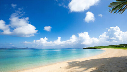 Image of the sea in Okinawa with a blue sky