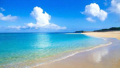 Image of the sea in Okinawa with a blue sky