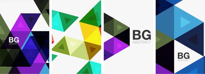 Bright colorful triangle geometric posters