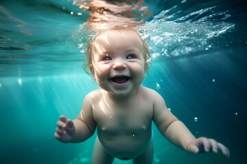 Baby's Happiness Unveiled Water Photography Delight