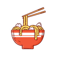 Illustration vector of ramen noodle japanese food illustration handdrawn colorful Design style isolated white background