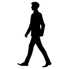 minimal business man and woman walking forward in winter clothing pose vector silhouette