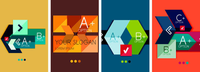 Set of geometric poster backgrounds. Vector illustration For Wallpaper, Banner, Background, Card, Book Illustration, landing page