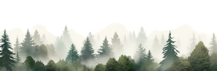 Pine tree landscape panorama. seamless pattern