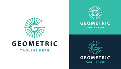 Circular Initial Letter G with Dotted Digital Wire Lines For Modern Technology Logo Design