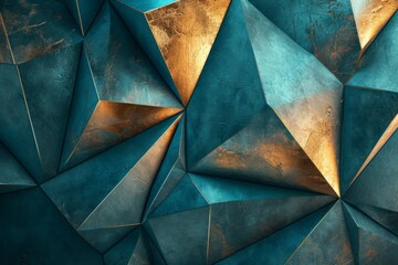 Background that has Gold and Blue Design in the style of Rustic Futurism - Sharp Edges Mysterious Turquoise and Bronze Hard Edged Geometric Wallpaper created with Generative AI Technology