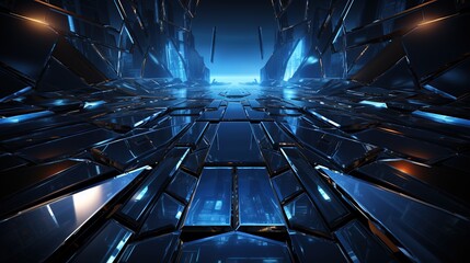 Fototapeta premium Glass texture modern technology dark blue abstract futuristic background