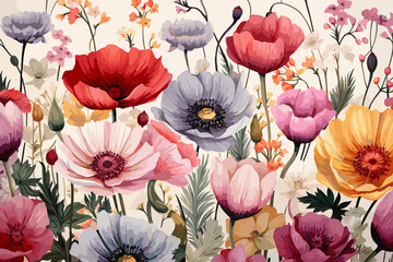 Watercolor flower art painting style