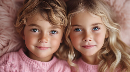 可愛らしい双子の子供 - obrazy, fototapety, plakaty