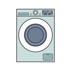 Washing machine colored flat illustration isolated on white background