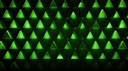 A background with neon green triangles arranged in a grid pattern with a noise effect and a film grain