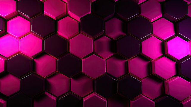 A background with neon pink hexagons arranged in a repeating pattern
