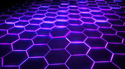 A background with neon purple hexagons arranged in a grid pattern