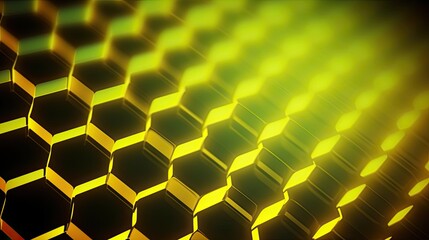 A background with neon yellow circles arranged in a honeycomb pattern with a bokeh effect and a color grading in a flat form c 10