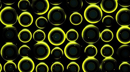 A background with neon yellow circles arranged in a repeating pattern
