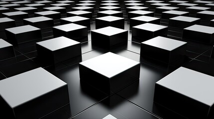 A black and white checkerboard with varying square sizes