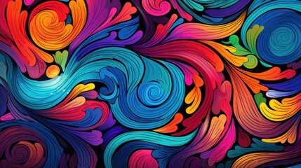 A colorful abstract design with swirling patterns