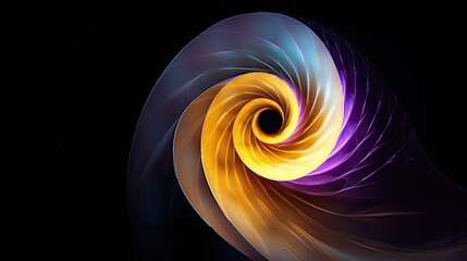 A cone with a spiral pattern in shades of purple and yellow