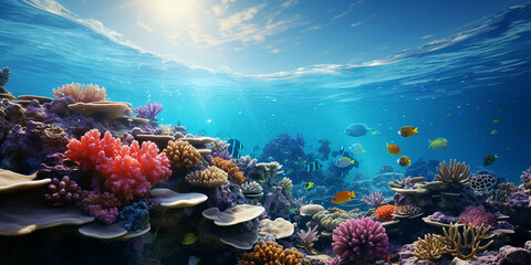 Naklejka na ściany i meble the_ocean_with_exotic_colorful_coral_reef_bright_corals