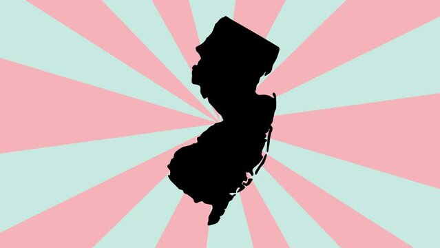 New Jersey state map animation with a rotating background