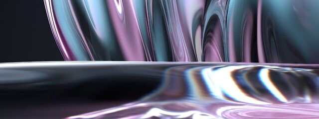 Pink and Blue Crystal Glass Refraction and Reflection Beautiful Fresh Elegant Modern 3D Rendering Abstract Background