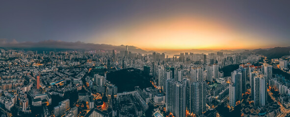 Hong Kong Cityscape at twilight, from Beacon Hill Jan 20 2021