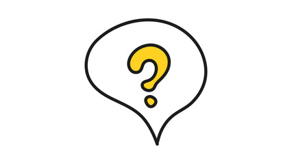 Question on a white speech bubble icon. Illustration on a white isolated background. Communication inclusion people concept.