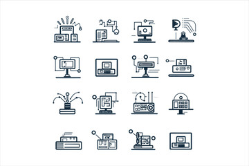 Autonomous icons,.elements Outline set of autonomous theme of computer service vector icons for web design icons set