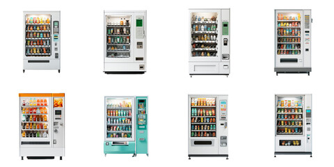 set collection vending machine Artificial Intelligence Generative - obrazy, fototapety, plakaty