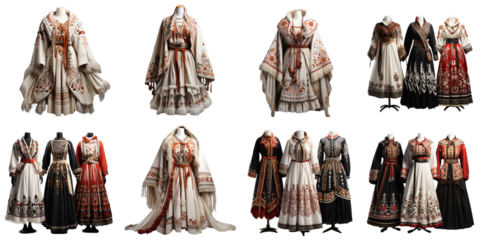set collection traditional Russian clothes Artificial Intelligence Generative