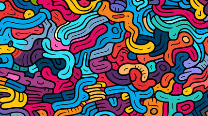 Funny doodle seamless pattern, artistic background