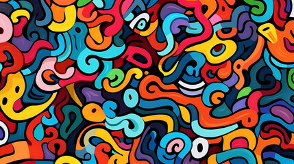 Funny doodle seamless pattern, artistic background
