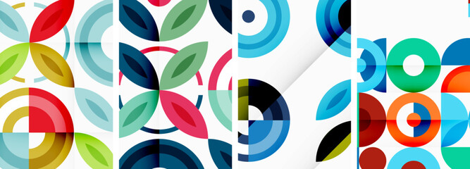 Obraz premium Circles and rings geometric backgrounds. Posters for wallpaper, business card, cover, poster, banner, brochure, header, website