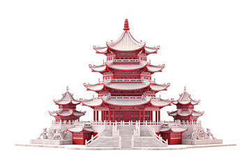 Fototapeta na wymiar Pagoda Tower 3D rendering isolated on a Transparent background. Generative AI