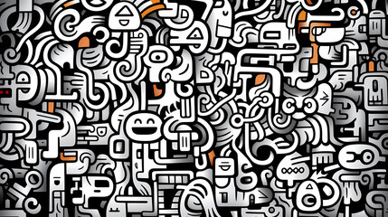 Funny doodle seamless pattern, artistic background