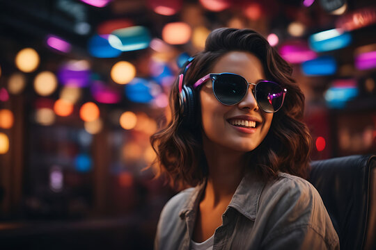 Enjoying the joyness of 3D glasses.