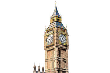Famous British clock tower isolated on a Transparent background. Generative AI - obrazy, fototapety, plakaty