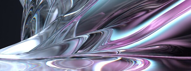 Pink and Blue Crystal Glass Refraction and Reflection Clear Beautiful Elegant Modern 3D Rendering Abstract Background
