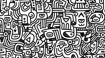 Funny doodle seamless pattern, artistic background