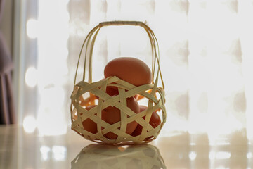 Fresh Egg in handmade Basket