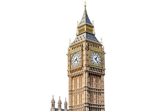 Famous British clock tower isolated on a Transparent background. Generative AI