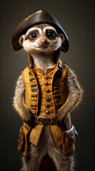 Obraz premium Encounter the curious charm of a meerkat in a simple yet captivating illustration against a plain, empty backdrop.