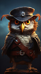 Sail into a captivating world of whimsy with a pirate owl featured in a charming illustration...