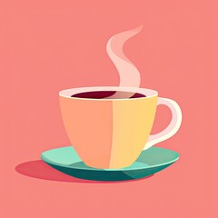 Vector Illustration of Coffee Isolated on Pink Background