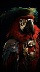 Sail into a whimsical nautical realm with a pirate parrot featured in a playful illustration...