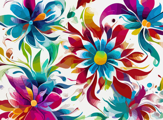 Fototapeta na wymiar colorful abstract Floral: A riot of colors and shapes in this mesmerizing pattern. Dive into a world of vibrant beauty. 