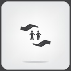 Group of people under arms, security business symbol, vector illustration on a light background. Eps 10.