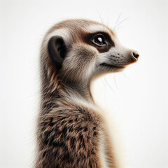 meerkat, suricata, Suricata suricatta, mongoose, high quality portrait, African, isolated white background. - obrazy, fototapety, plakaty